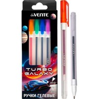 Набор ручек гелевых "Turbo Galaxy" 06 шт, 6 цветов, d=0,5 мм, прозрачно-матовый корпус, сменный стержень, в картонной коробке