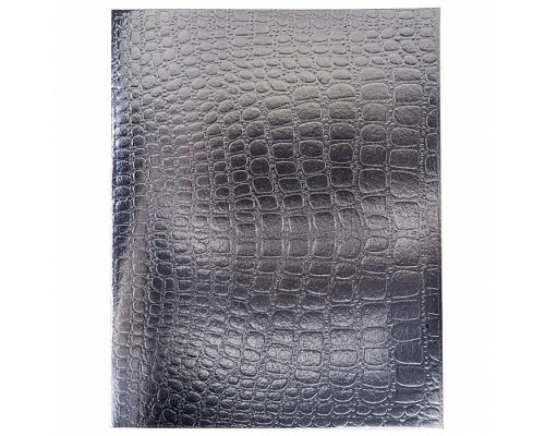 Тетрадь 48л клетка А5ф бумвинил METALLIC тиснение CROCO Серебро на скобе