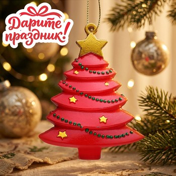 Ёлочное украшение "Ёлочка с золотой звездой" 7,5*2,5*9 см