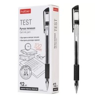 Ручка гелевая Test Черная 0,5мм с резиновым грипом  12шт. в картонной коробке