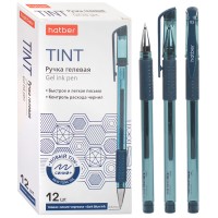 Ручка гелевая Tint Темно-синяя 0,5мм с резиновым грипом  12шт. в картонной коробке