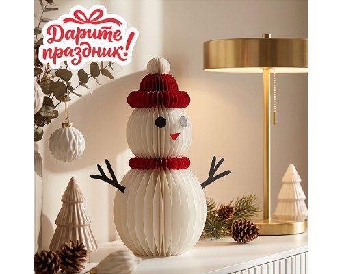 Новогодне украшение "Бумажный снеговик" 25см