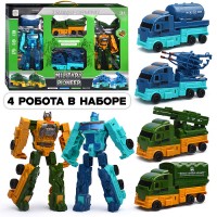 Набор роботов, трансформирующихся в военную технику, в коробке