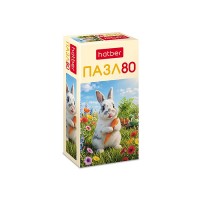 Пазлы 80 формат А5 165х230мм "Зайка на полянке"