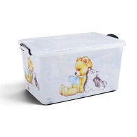 Контейнер 7 (50 л) "Мишка и Котенок" прозрачный/черный