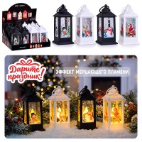 Новогоднее украшение "Фонарь, олени" 5,5*12,5 см.