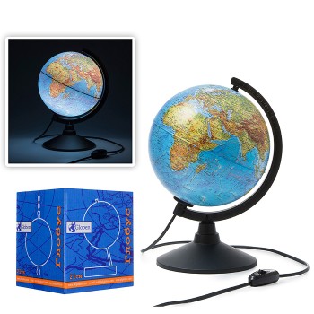 Глобус Земли физический 210мм с подсветкой от сети Классик
