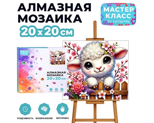 Мозаика алмазная "Овечка в сакуре" 20*20 см.
