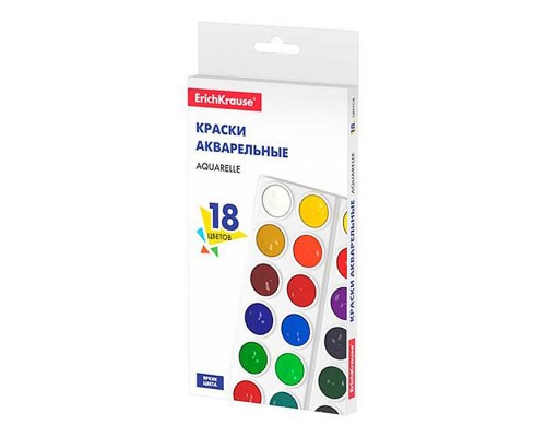 Краски акварельные 18 цветов (в коробке с европодвесом)