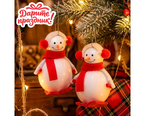 Новогоднее украшение "Снеговики" 6 см