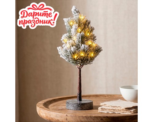 Ель декоративная "Огонёк" со встроенной гирляндой, 34 см