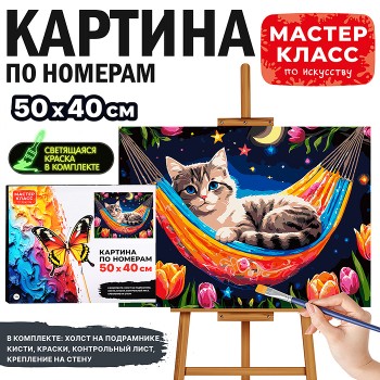 Картина по номерам "Кот в гамаке" 50*40 см