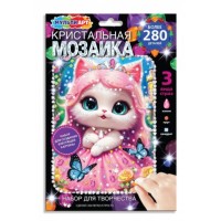 Аппликация кристальная мозаика в конверте 17*23 "Кошечка-принцесса"