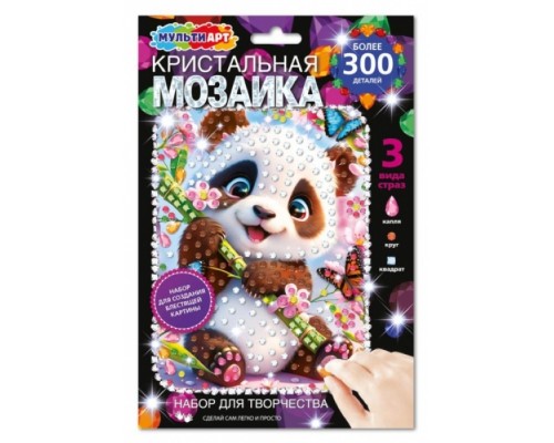Аппликация кристальная мозаика в конверте 17*23 "Панда"