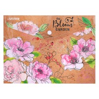 Папка-конверт на кнопке "Bloom Garden" A5 (240x180 мм), 180 мкм, фактура крафт-имитация с рисунком, с тиснением фольгой, индивидуальная маркировка