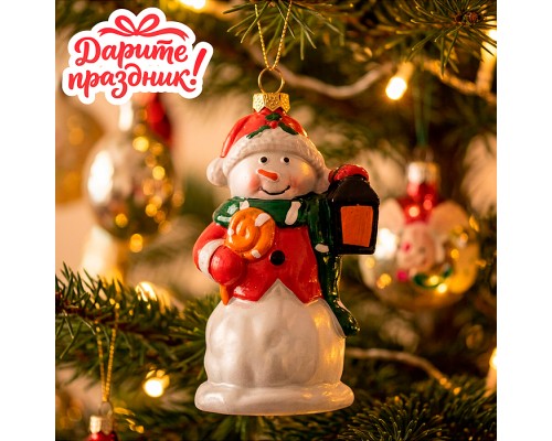 Елочное украшение "Новогодний снеговик" 7*4.8*12.5см)