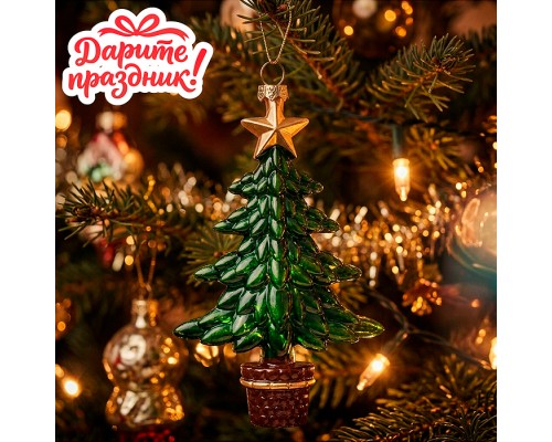 Елочное украшение "Ёлочка нарядная" (9.8*3.4*16см)