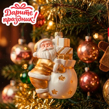 Елочное украшение "Золотой Санта"  (8.4*6*11.7см)