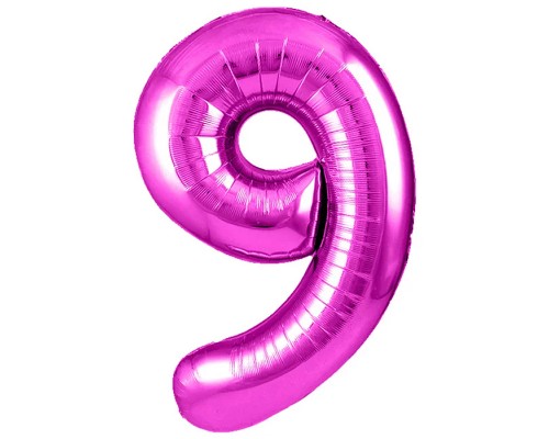 Шар (40''/102 см) Цифра, 9, Фуше, Металлик, 1 шт. в уп.