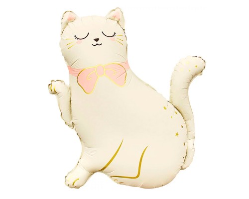 Шар (27''/69 см) Фигура, Кошечка с бантом, Сатин, 1 шт. в уп.