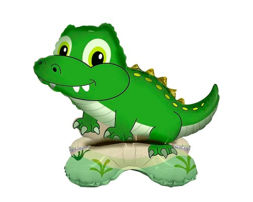 Шар 3D (19''/48 см) Фигура на подставке, Крокодил, 1 шт. в уп.
