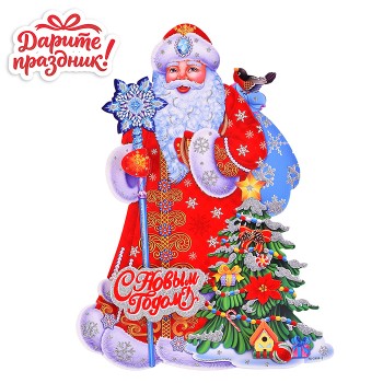 Наклейка для декора "Мороз с ёлочкой" 30*22см