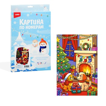 Картина по номерам на холсте 20*30 см "Друзья у камина"