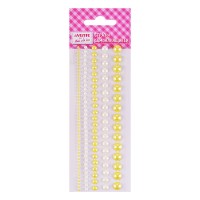 Стразы акриловые самоклеящиеся "DIY Pearls 115 шт, круглые, бело-желтые, 5 размеров, на подложке, в пластиковом пакете с блистерным подвесом