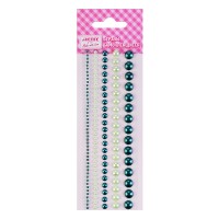 Стразы акриловые самоклеящиеся "DIY Pearls" 115 шт, круглые, изумрудные, 5 размеров, на подложке, в пластиковом пакете с блистерным подвесом