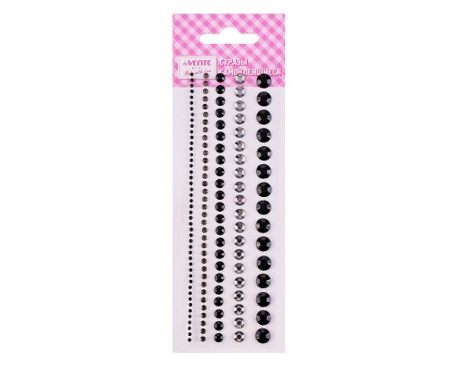Стразы акриловые самоклеящиеся "DIY Jewelry Inspiration" 130 шт, круглые, цвет черного бриллианта, 5 размеров, на подложке, в пластиковом пакете с блистерным подвесом