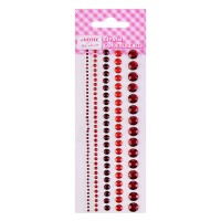 Стразы акриловые самоклеящиеся "DIY Jewelry Inspiration" 130 шт, круглые, рубиновые, 5 размеров, на подложке, в пластиковом пакете с блистерным подвесом