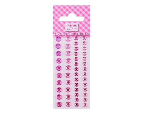 Стразы акриловые самоклеящиеся "DIY Two Tone Rhinestones" 48 шт, лилово-розовые оттенки, диаметры 6 и 8 мм, в пластиковом пакете с блистерным подвесом