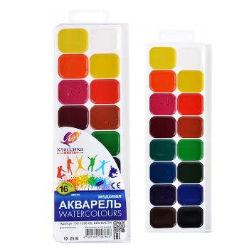 Акварель 16 цв. "Классика" без кисти (европодвес)