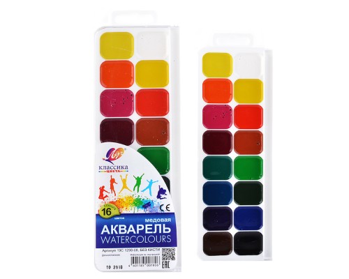 Акварель 16 цв. "Классика" без кисти (европодвес)
