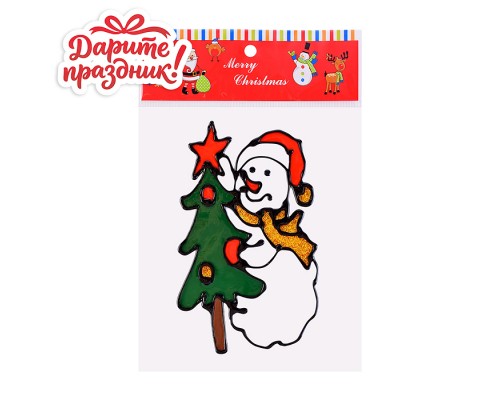 Наклейки для декора "Весёлые снеговички" 18*15см
