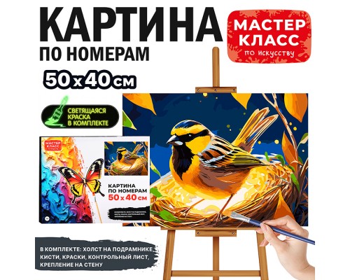 Картина по номерам "Синичка в гнезде" 50*40 см