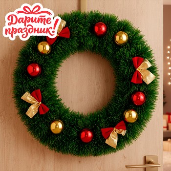 Новогоднее украшение Венок Рождественский "Праздник" 30 см