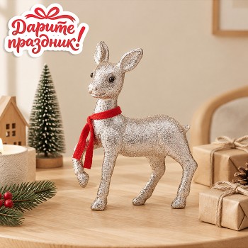 Новогоднее украшение "Оленёнок белый" 15*20 см.