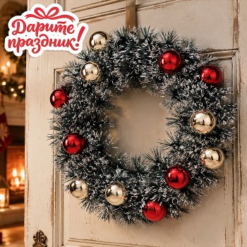Новогоднее украшение Венок "Рождественский" 30 см.