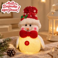 Новогоднее украшение Снеговик со светом, 6*14 см.