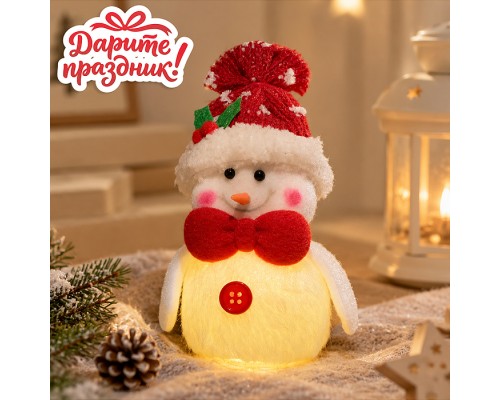 Новогоднее украшение Снеговик со светом, 6*14 см.