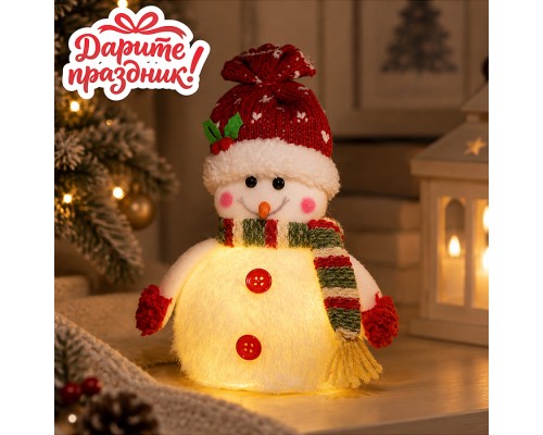 Новогоднее украшение Снеговик со светом, 10*20см.