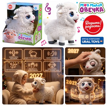 Мягкая игрушка "Овечка" интерактивная, в коробке