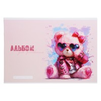 Альбом для рисования 24л. "Розовый мишка" А4 блок - белый офсет 100 г/м&sup2;