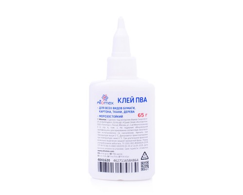 Клей ПВА морозоустойчивый (5 циклов) 065 г в пластиковой бутылочке с дозатором и съемным колпачком евро