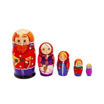 Матрешка "Семейка" 5 персонажей