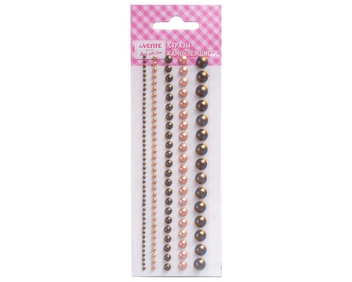 Стразы акриловые самоклеящиеся "DIY Pearls" 115 шт, круглые, цвет шоколадного опала, 5 размеров, на подложке, в пластиковом пакете с блистерным подвесом