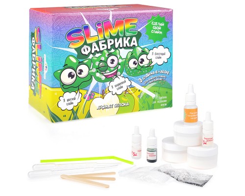 Набор для опытов и экспериментов "Юный химик" Слайм фабрика "Яблоко"