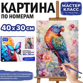 Картина по номерам MKR4030-140 "Попугайчик" 40х30 см.