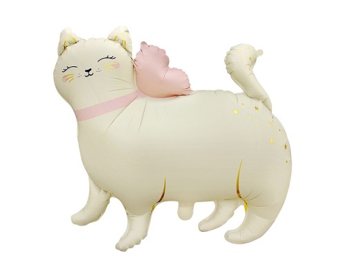 Шар (27''/69 см) Фигура, Кошечка с бантом, Сатин, 1 шт. в уп.